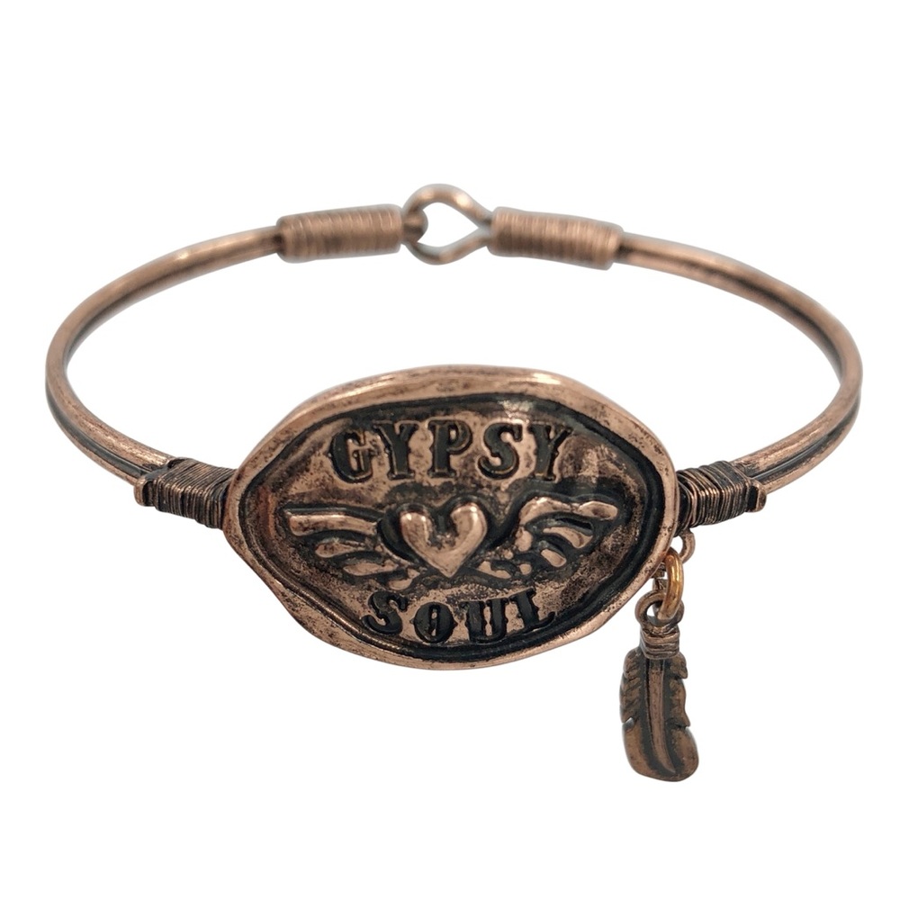 Gypsy Soul Simple Copper Tone Hook Back Bangle Bracelet